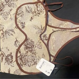 Free People Floral Lace Bra in Cream and Brown